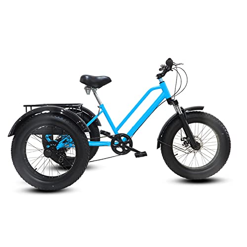 Triciclo para adultos BONOOL, bicicleta urbana de 3 ruedas con 7 velocidades, neumáticos gruesos de 20 pulgadas, asiento ajustable y canasto trasero grande miniatura 1