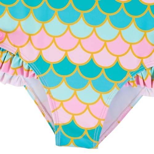 AIWUHE Toddler Girls Rash Guard Swimsuit Long Sleeve One Piece Swimwear Ruffled Zipper Bathing Suit UPF 50+ Bikini 1-5T4