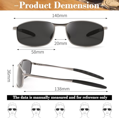 Image of FEISEDY Rectangle Polarized Square Sunglasses for Men Women B2444 | Photochromic, Night Vision, Automatically darken in sunlight, 100% UV400, Driving, Fishing, Climate Pledge Friendly