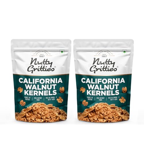 Image of Nutty Gritties California Walnut Kernels 400g Without Shell, for Morning Consumption Dry Fruit, Omega-3 Rich (Walnut Kernels - 400g)