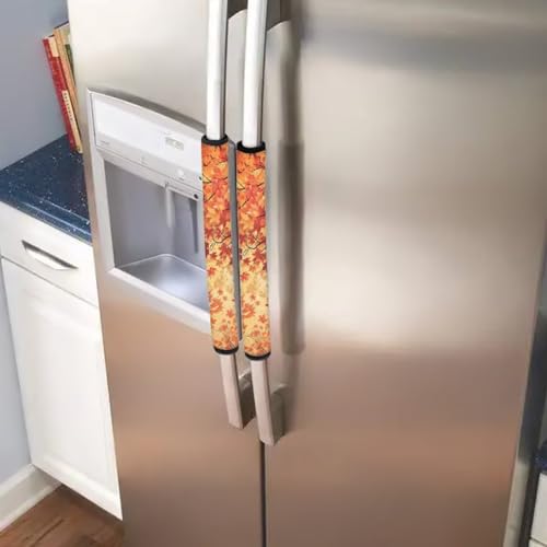 Image of Maple Leaf Refrigerator Handle Covers Set of 6 Waterproof Fridge Handle Covers for Kitchen Easy to Install Appliance Handles Cover for Microwave Oven Stove Dishwasher Gift for Friends