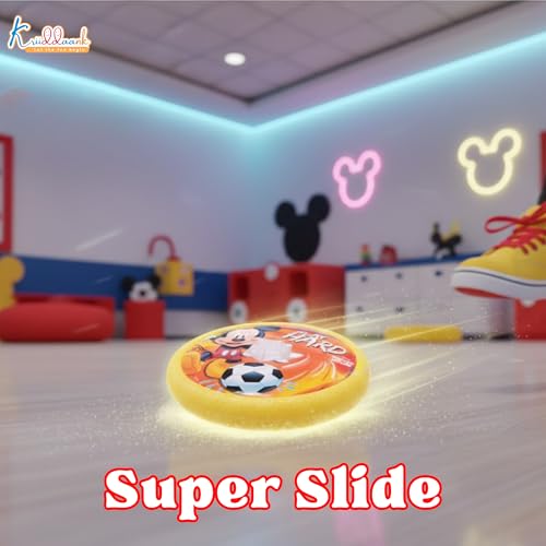 Image of Disney Mickey Hover Football - LED Light Up Air Power Soccer Ball for Kids - Safe Indoor Game with Soft Foam Bumper - Interactive Sport Toy for Boys & Girls Ages 3+ - Ideal Birthday Gift