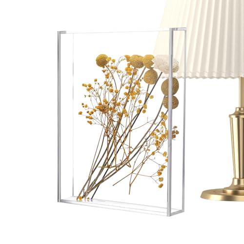 Zyntora Caja De Recuerdos De Flores En Acrílico - Vitrina para Flores Y Recuerdos,Portafotos Multifunción De Mesa para Souvenirs Tarjetas Postales Colección