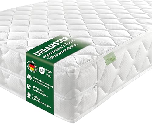 DREAMSTAR Ergo Flex XXL Duo I ergonomische 7-Zonen Kaltschaummatratze I 22 cm hoch I Öko-Tex Zertifiziert I Härtegrad 2 und 3 I 160 x 200 cm DREAMSTAR Ergo Flex XXL Duo I ergonomische 7-Zonen Kaltschaummatratze I 22 cm hoch I Öko-Tex Zertifiziert I Härtegrad 2 und 3 I 160 x 200 cm