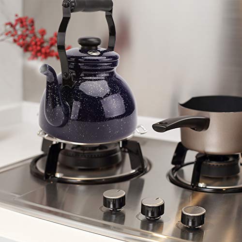 HEMOTON Apito de bule de chá esmaltado, apito, chaleira, fogão, água, chaleira, água, fervente, cozi