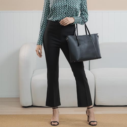 SANDY & SID Womens Pants Small Size Flared Work Slacks High Rise Slim Fit Boot Cut Crop Trousers Business Office Casual Wear3