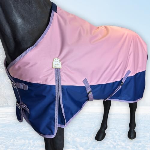 Image of BARN & STABLE 600Denier 3000mm /3000mvp Super Waterproof & Breathable Horse Blankets for Winter with 200g Fill (Pink /Blue, 78 Inch)