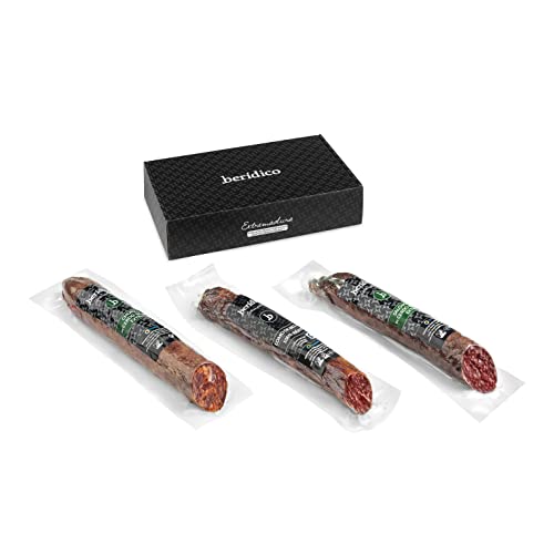 Surtido de Ibéricos. Lomo de Bellota 100% Ibérico + Chorizo Ibérico Extra + Salchichón Ibérico Extra. Piezas de 0,5 Kg aprox. Productos Ibéricos de Extremadura. Elaboración artesanal. BERÍDICO Cover