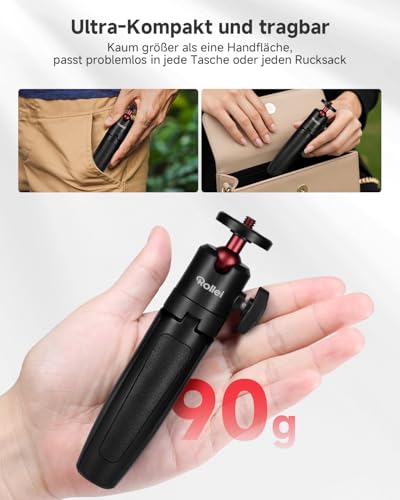 Rollei Ministativ Comfort Desktop, Tischstativ mit 360° Kugelkopf für DSLR DSLM & Kompakt-Kameras Mini Stativ Tragbar 2-in-1 Kamerastativ Klein & Handy Stativ, Ministativ-Handystativ-Tischstativ-Klein