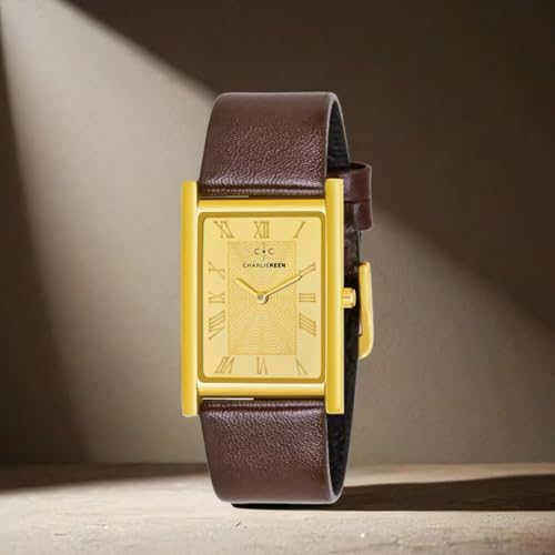 Image of CHARLIEKEEN Slim Analogue Watch, Black Dial, Leather Strap