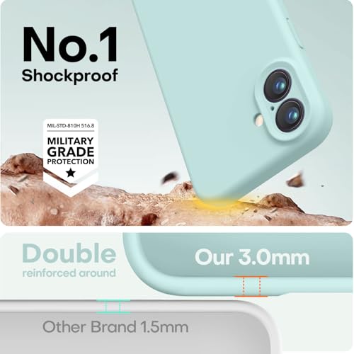 Image of LOVE 3000 Designed for iPhone 16 Case, Premium Silicone with [Soft Anti-Scratch Microfiber Lining] Shockproof Protective Phone Case for Men Women Girls 6.1 inch, Mint
