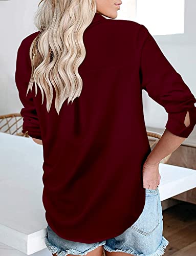 Image of Magritta Women's Shirts Fashion Casual Loose Fit Long Sleeve Button Down Lightweight Collared Blouse Tops