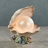 Clamshell Pearl Accent Lamp Night Light Ivory One Size - Handcrafted Resin Clam - Coastal Style...