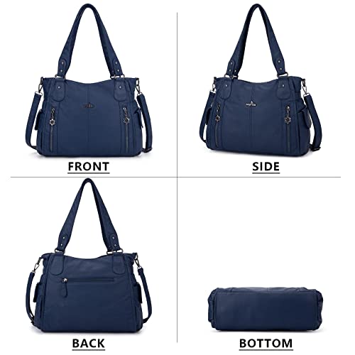Handbag Hobo Women Shoulder Bag/Handbag Roomy Multiple Pockets Fashion Pu Tote, Blue #TOP4