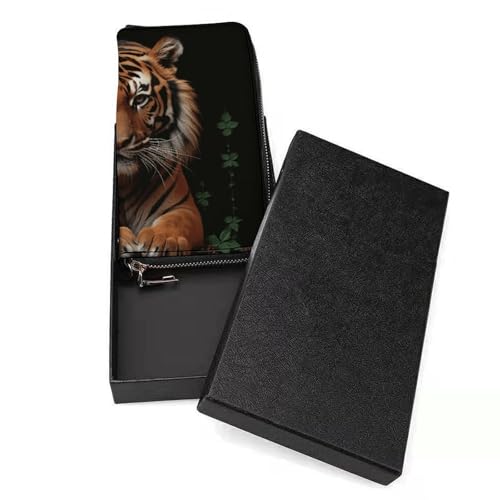 With Tiger And Paws Wallet, Elegant Wristlet Wallet with Multi-Card Slots, PU Leather Long Purse for Women, Men3