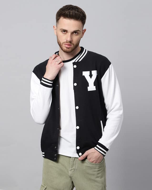 Image of BE SAVAGE Men's Cotton Blend Standard Length Varsity Jacket