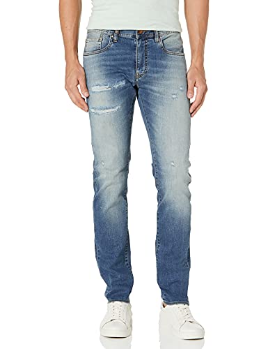 A|X Armani Exchange Men's Distressed Slim Stretch, Indigo Denim, 36