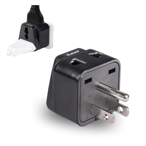 Image of OREI India to Canada, USA Travel Adapter, Philippines, Type B Plug, 2 in 1, Perfect for Laptop, Chargers, CE, RoHS, Black