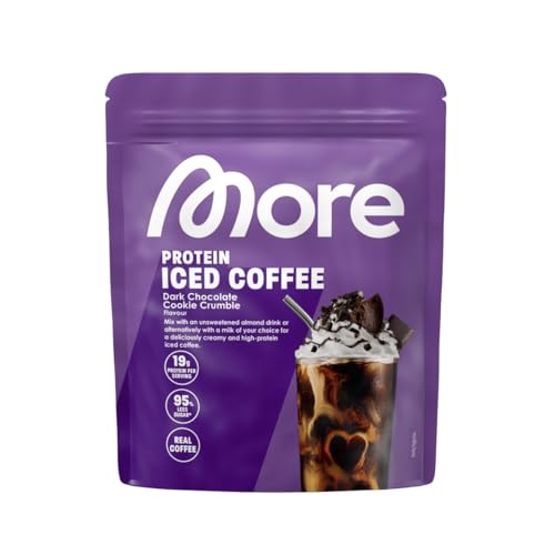 MORE Protein Iced Coffee 650g Dark Chocolate Cookie Crumble Eiskaffee mit wertvollen Proteinen wenig Zucker und Fett - made in Germany