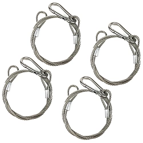 MYUYONG Stage Lights Safety Cable 110lb 176lb Load Duty 31.5’’ Stainless Steel Safety Rope for DJ Stage Lighting Par Light Moving Head Light (4mm-4pack)