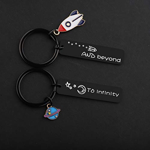 Maofaed Couples Keychain I Love You To Infinity And Beyond Boyfriend Girlfriend Gift Bff Daughter Son Gift (Rocket Planet Blakc) #TOP4