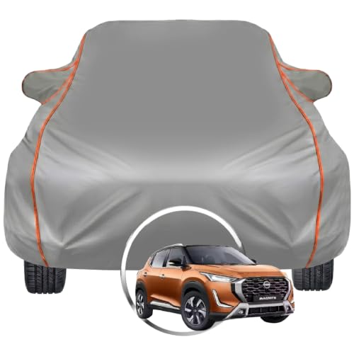 Image of Pivalo Car Cover for Nissan Magnite All Model & Year | 100% Waterproof All-Weather UV & Paint Protection | Premium 3-Layer Fabric | Triple Stitched with Reflective Piping (Grey)