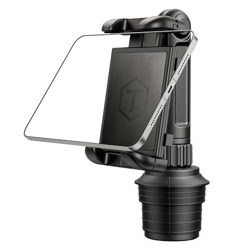 ToughTested Cup Holder Tablet Mount for Truck & Car - Heavy Duty Universal Cup Holder Mount with 360 Rotating Boom Arm - Anti-Vibration Adjustable Cradle for Large Tablets up to 13 & GPS Vans RVs