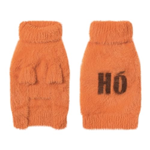 Image of Small Dog Furry Pullover Sweater, Classic Turtleneck Dog Clothes for Cold Weather Cute Warm Pet Clothes for Chihuahua, Bulldog, Dachshund, Pug Orange Small