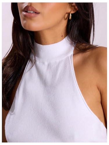 Image of MakeMeChic Women's Y2k Halter Mock Neck Top Going Out Sleeveless Backless Knit Top