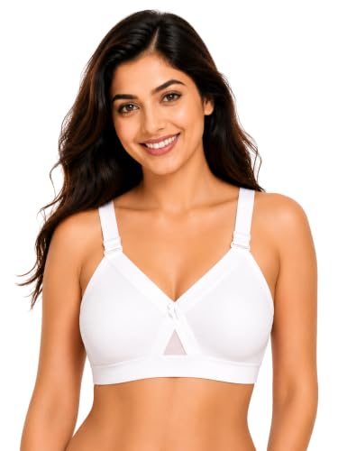 Image of SONA Super Fit Everyday Non Padded Side Support Cotton Full Coverage Bra for Women with Transparent Strap Plus Size Bra