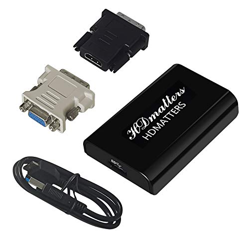 3-in-1 USB 3.0 auf HDMI VGA DVI Video Konverter Adapter (Displaylink Chipset), externe Grafikkarte Dockstation für mehrere Monitore – DVI auf