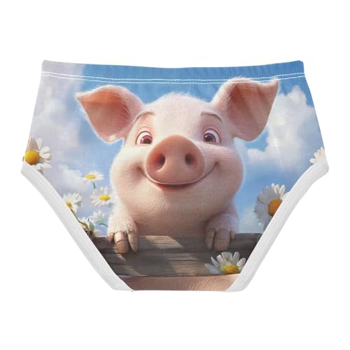 Funny Cute Piggy Flowers Sky Little Girl Panties Girls Underwear Toddler Cotton Fun Print Undies Kids Briefs 2t2