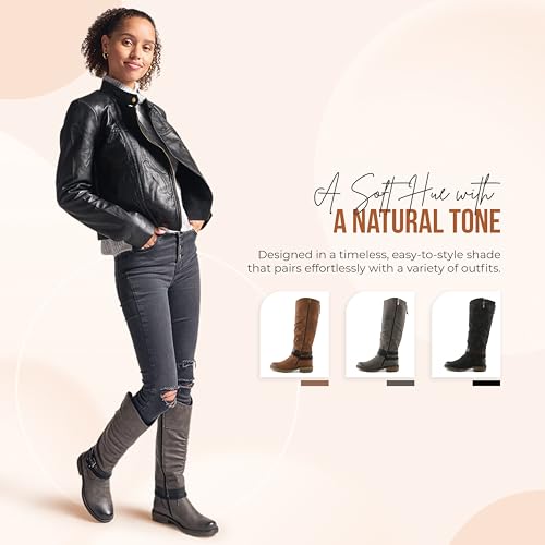 Spring Step Women’s Mangie Tall Knee High Boot – Vegan Leather Zipper Back Closure – Flexible Shock Absorbing Sole Faux Fur Insole Water Resistant Footwear 6