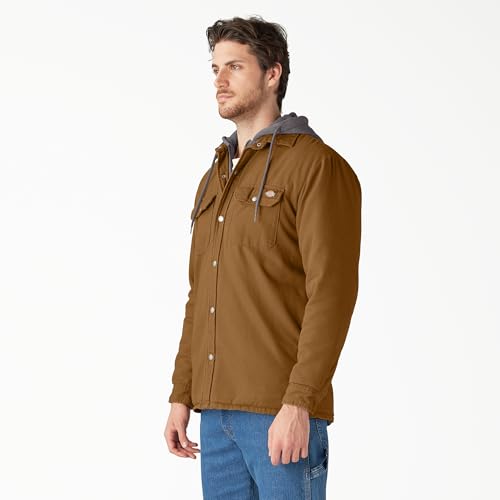 Image of Dickies Men's Fleece Hooded Duck Shirt Jacket With Hydroshield