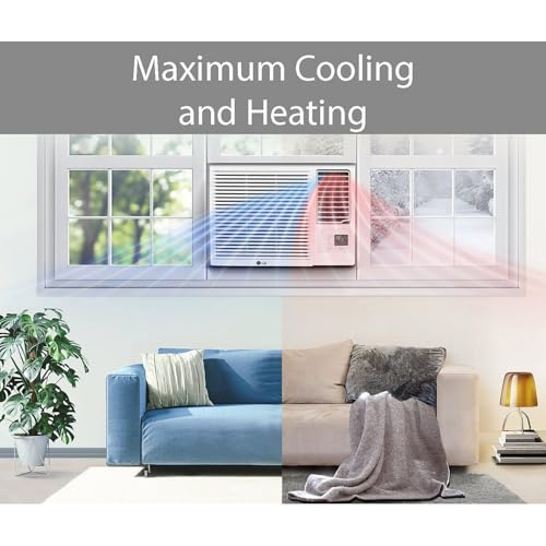 Image of LG 18,000 BTU Window Air Conditioner with Heat, 230 /208V, Cools 1,000 Sq.Ft. for Bedroom, Living Room, Basement, Apartment, with Remote, 2 Speeds, 24-Hour Timer, White