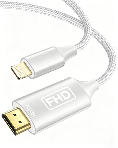 [Apple MFi certifié] Câble Lightning à HDMI 2M, Adaptateur AV numérique 1080P pour iPhone, Convertisseur d'écran de synchronisation Audio vidéo,...
