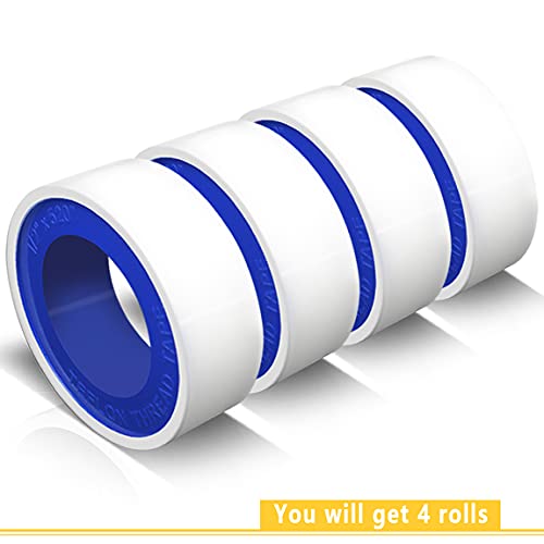Votmell VTM-V004 4 Rolls 1/2 Inch(W) X 520 Inches(L) Teflon Tape,Plumbers Tape,Ptfe Tape,Sealing Tape,Plumbing Tape,Sealant Tape,Thread Seal Tape For Shower Head,Water Pipe Sealing Tape,Duct Tape,White thumb #1