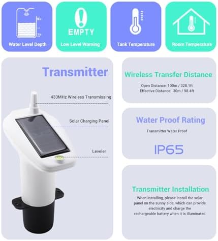 Ultrasonic Level Sensor Meter Indicator Water Tank Liquid Depth Electronic Digital Display Receiver Transmitter