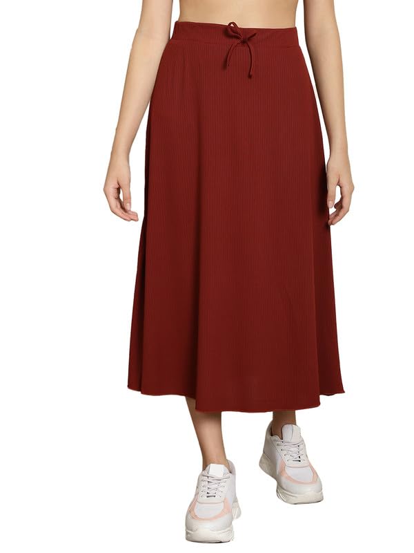 Image of NEUDIS Women Black Ribbed Flared Maxi Skirt