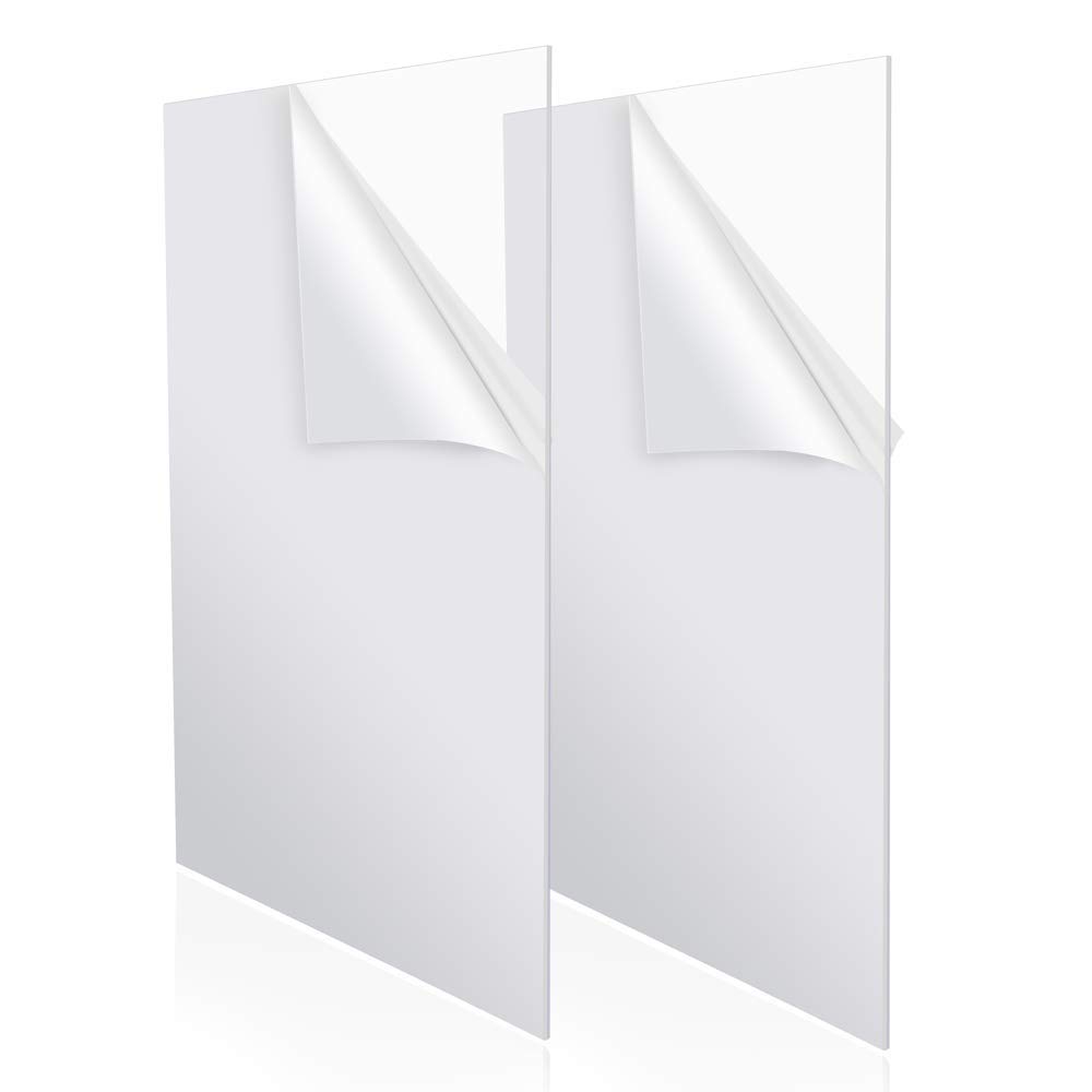BIGIMALL Clear/Transparent Acrylic 2 Pieces Plexiglass 2mm Sheet 12"x18 ...