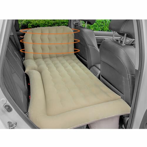 Image of Oshotto Multifunctional Car Inflatable Bed Air Mattress SUV Car Travel Outdoor Camping mat with Two Air Pillows and Air Pump Compatible with BMW X3 (Beige)