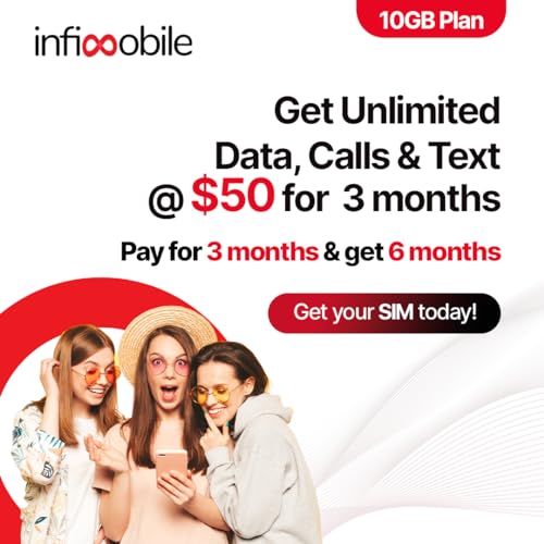 $12.6/Month | Infimobile Prepaid Unlimited Plan: 6 Months | 10GB High-Speed Data Per Month | Unlimited Data Talk & Text | Prepaid Plan Service SIM Card | Nationwide Coverage | 4G, 5G Network image 2
