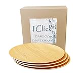 1 Click Bamboo Fiber Salad/ Dessert Plates, Set of , Reusable, Durable, Bamboo Tableware for Events/...