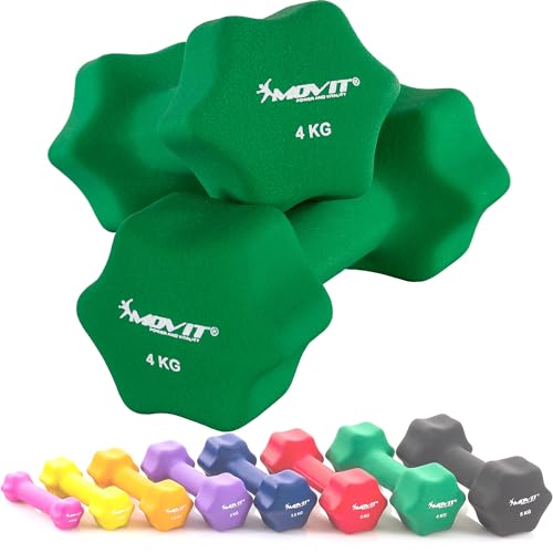 MOVIT 2er Set Neopren Hanteln, Kurzhanteln mit Oberfläche aus Neopren, 2x...