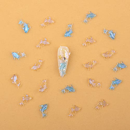 Meilinds 100Pcs Fish Nail Art Decoration, Mixed 7 Colors Crystal Gold Fish 3D Resin Nail Charms Acrylic Mermaid Nail Rhinestones Stickers Accessories For Nail Art Design Supplies Diy Jewels Craft #TOP4
