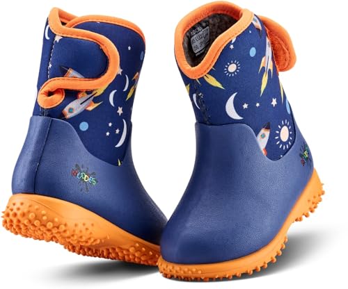 Grubs Muddies Puddle - Botas de neopreno para bebés, niñas, niños, unicornio, dinosaurio, botas de agua, Naranja espacial, 24 EU