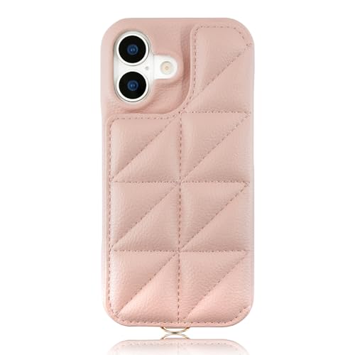 [ UNiCASE ���� ] iPhone 17 �Ή� �w�ʎ蒠�^ �P�[�X �~���[�t�� [ �p�t�X�e�b�` × �L���e�B���O ] �J�[�h���[ �����h�~ ���t�� �X�}�z�P�[�X ���j�P�[�X Triangle Puffy Case (�s���N)
