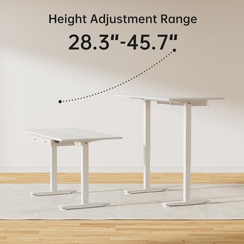 Image of Agilestic Electric Standing Desk with Drawers, 55 x 24 Inches Height Adjustable Desk, Stand up Computer Table with Memory Preset, for Work Office Home, White