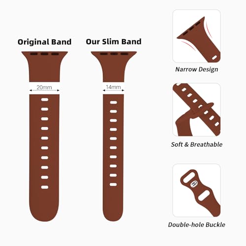Image of Thin Silicone Band Compatible with Apple Watch 41mm 38mm 40mm 46mm 45mm 42mm 44mm, Slim Narrow Replacement Sport Strap Wristband for iWatch Series 11 10 9 8 7 6 5 4 SE Ultra 3 2 1 Women Men