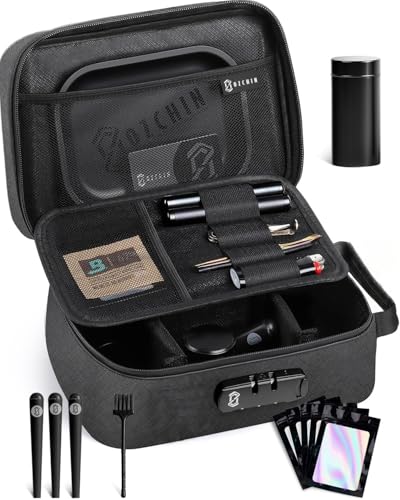 OZCHIN Large Smell Proof Bag with Combination Lock Odor Proof Lock Box Travel Storage Case Activated Charcoal Bag Great Christmas Gift (Black L)